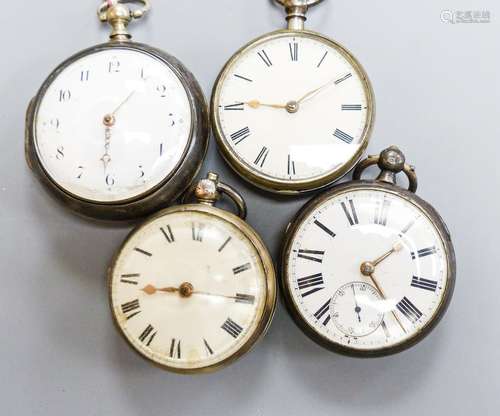 A George III silver pair cased keywind verge pocket watch, m...