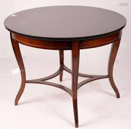 A reproduction French Empire style circular mahogany marble ...