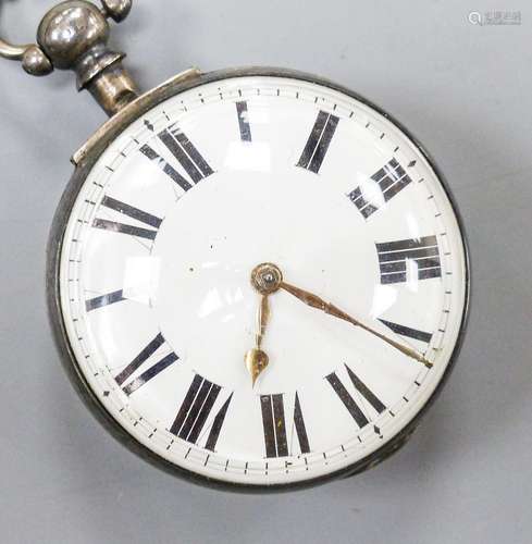 A Victorian silver keywind verge pocket watch movement marke...