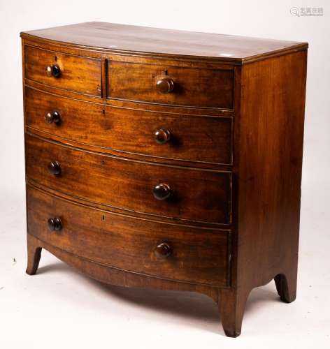 A George IV banded mahogany bowfront chest, width 108cm, dep...