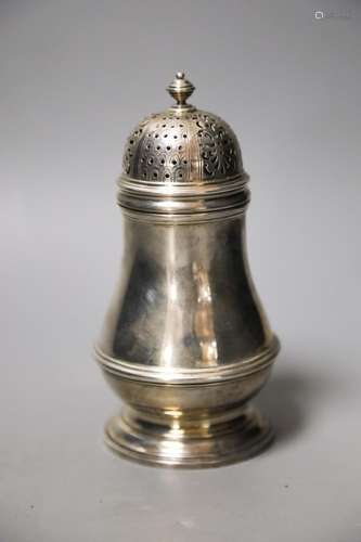 A George VI silver baluster sugar caster, London, 1937, 15.4...