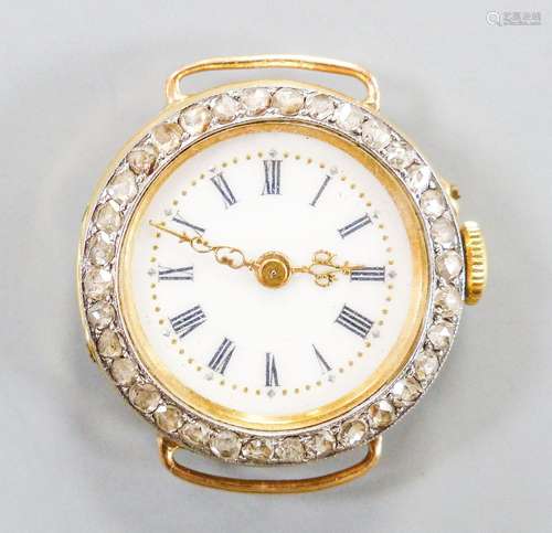 A lady's continental 18k and rose cut diamond set manual win...