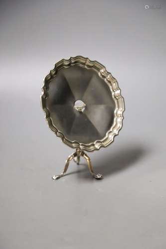 A George V silver miniature model of an occasional table(a.f...