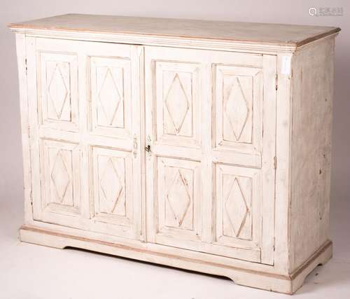 A 19th century Continental painted pine two door side cabine...