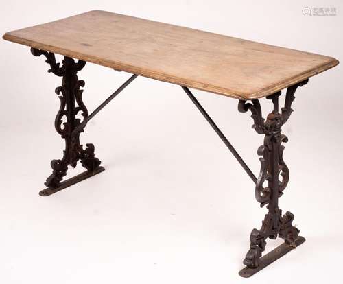 A Victorian style rectangular mahogany and cast iron tavern ...