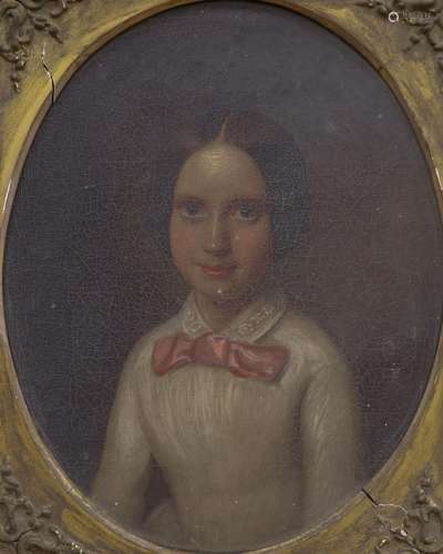 Victorian School, oil on canvas, Portrait of a young girl, t...