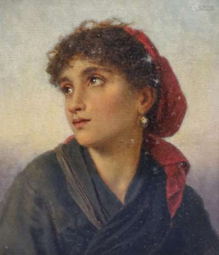 19th Century English SchoolPortrait of a gypsy girlOil on ca...