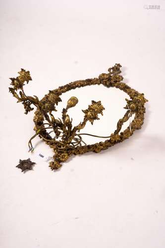 A late 19th century brass five branch girondole, width 64cm,...