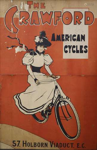 'The Crawford American Cycles' poster c.1900, printed by Haz...