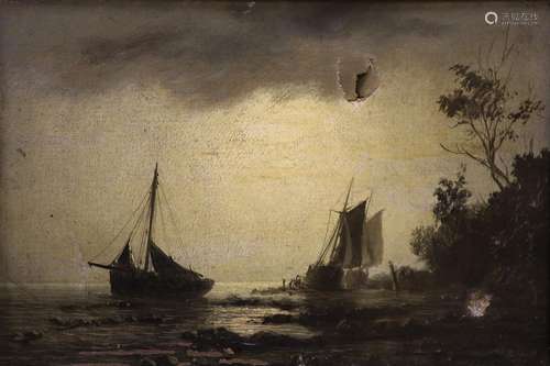 William Adophus Knell (1801-1875), oil on canvas, Moonlit co...