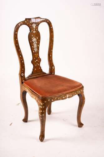 An 18th century ivory inlaid side chair