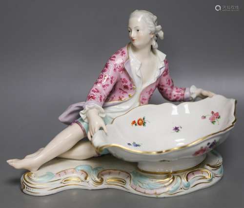 A 19th century Meissen figural sweetmeat dish, incised numbe...