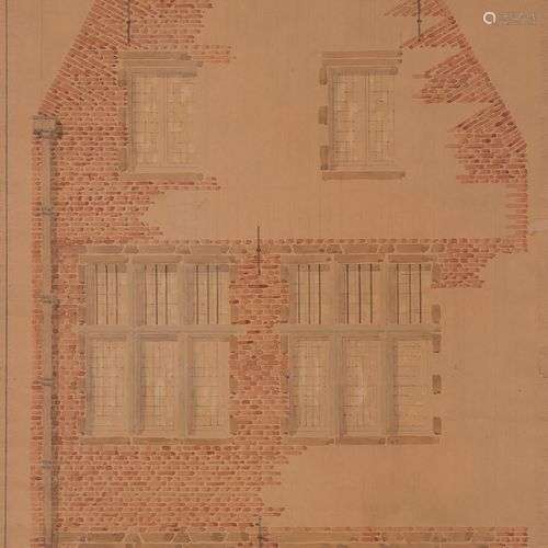 PLAN D'ARCHITECTE Façade postérieure de la maison de Breughe...