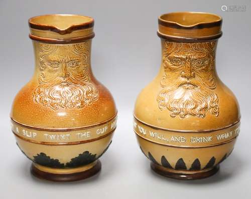 Two Doulton Lambeth salt-glazed stoneware Bellarmines with m...