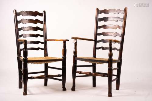 A pair of early 19th century Lancashire ash and fruitwood ru...