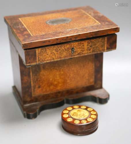 A 19th century banded burr walnut and satinwood miniature wr...