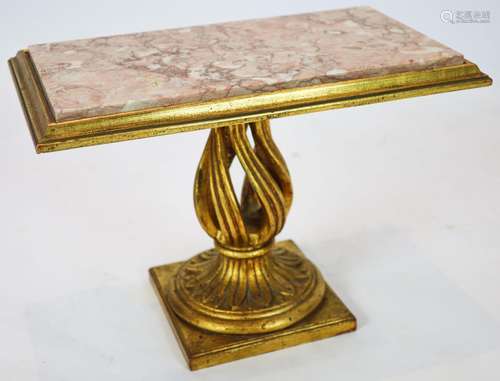 A Louis XVI style carved giltwood rectangular marble topped ...