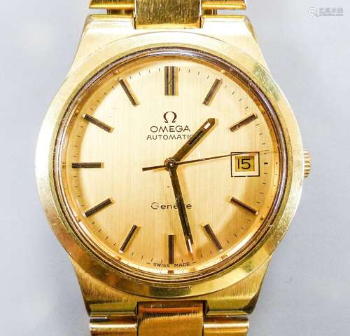 A gentleman's gold plated Omega automatic wristwatch, with d...