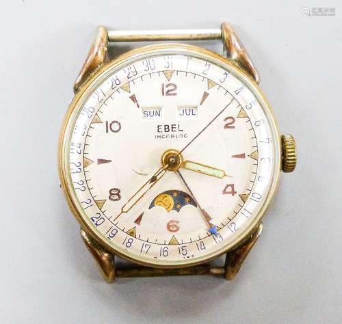 A gentleman's stainless steel and gold plated Ebel calandar ...