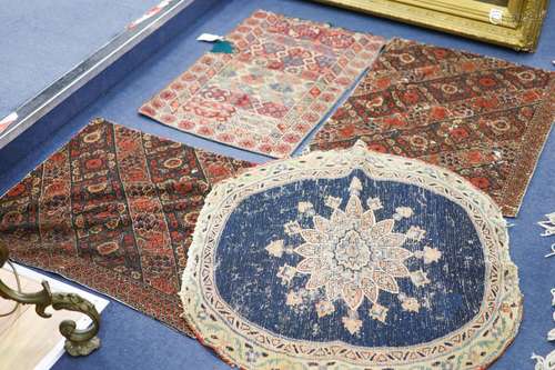 An Ottoman cross stitch embroidered cloth, 84 x 57cm., a pai...