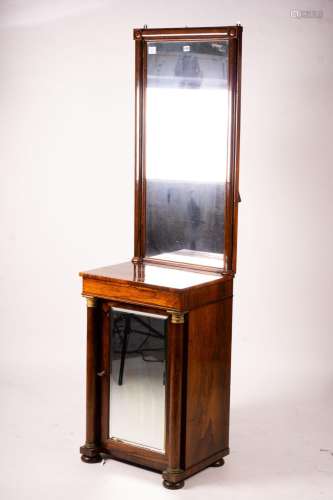 A Victorian rosewood pier cabinet and mirror, width 56cm, de...