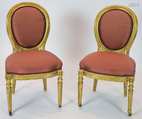 A pair of 19th century Louis XV style giltwood framed side c...