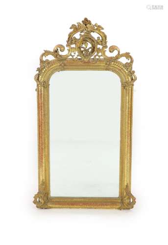 A 19th century French carved giltwood and gesso wall mirrorw...