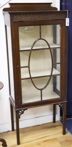 A small mahogany display cabinet, width 58cm, depth 32cm, he...