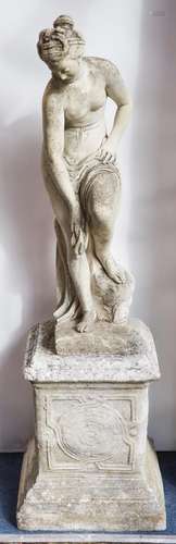 A 19th century carved marble statue of Venus, raised on a re...