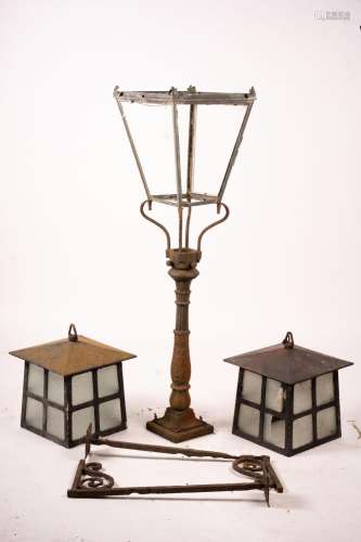 A Victorian style lantern on cast iron base, height 143cm to...