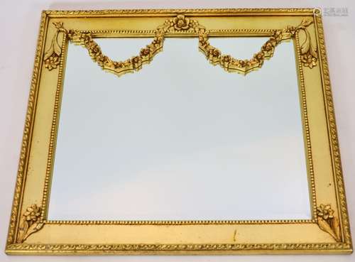 A Louis XVI style rectangular gilt framed wall mirror, width...