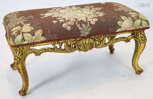 A Louis XV style carved giltwood dressing stool, with a pier...