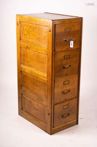 An early 20th century oak four drawer filing cabinet, W.44cm...