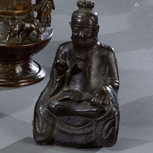 CHINE - Période KANGXI (1654-1722) Prêtre assis, sujet en br...
