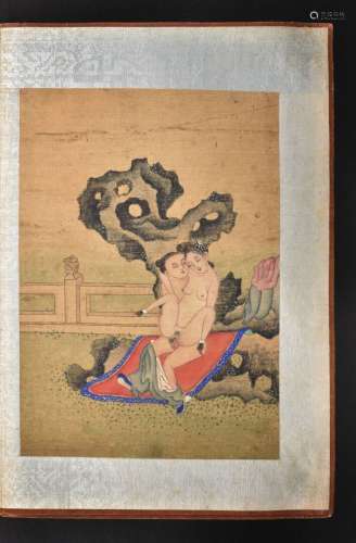 CHINE - XIXe siècle Deux recueils de peintures érotiques sur...