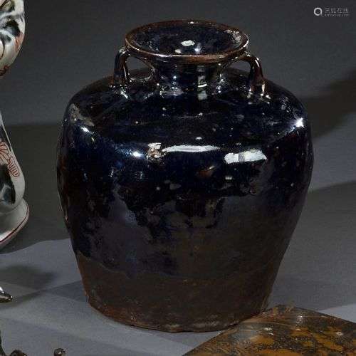 JAPON, Tamba - Période Muromachi (1333-1573) Vase en grès pa...