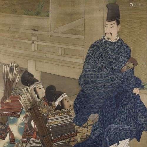 JAPON - Période MEIJI (1868-1912) Genji se prosternant devan...