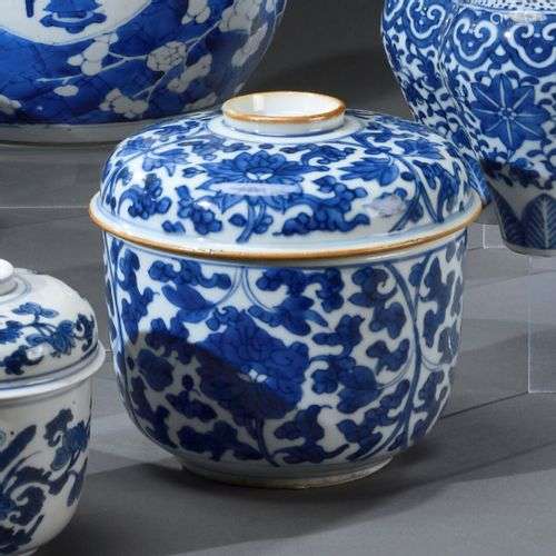 CHINE - Début du XIXe siècle Pot couvert en porcelaine, à dé...