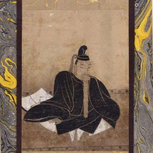 JAPON - Période AZUCHI-MOMOYAMA (1573-1603) Dignitaire assis...