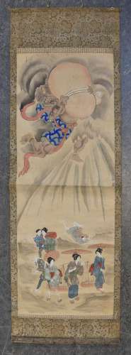 JAPON - Période MEIJI (1868-1912) Oni arrosant la terre de p...