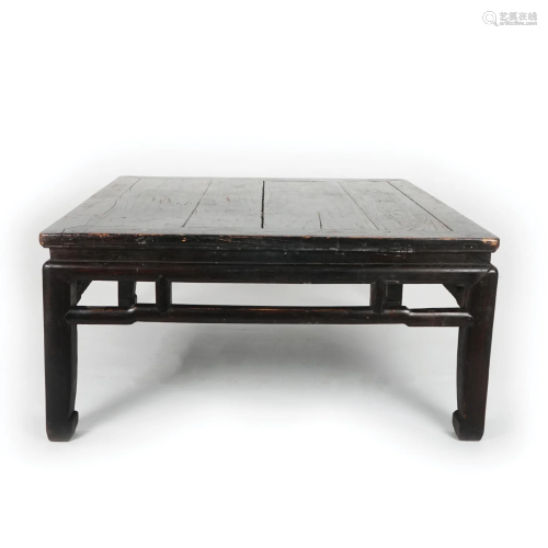 A Chinese brown lacquered square top sofa table