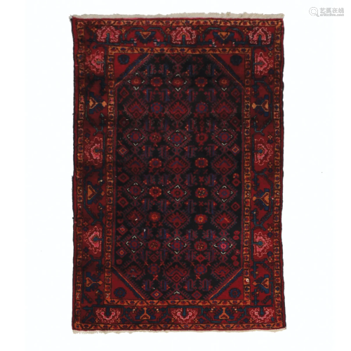 A red and black background wool carpet