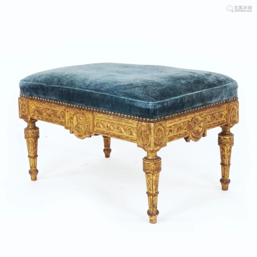 A carved gilt wood footrest, 18th century