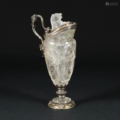 A German silver mounted rock crystal jug
