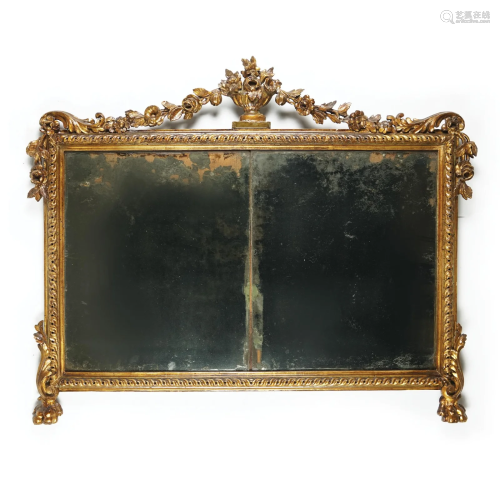 A carved gilt wood mirror, 18th century