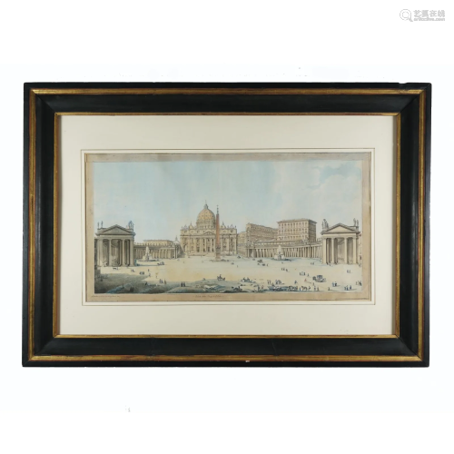 A watercolored outlined view of Saint Peter's Square