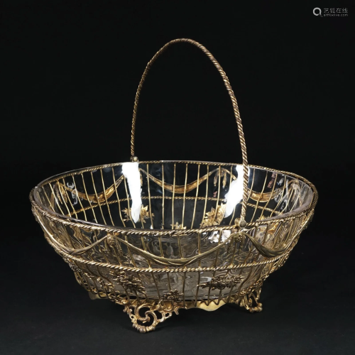 A gilt sterling silver basket, London, 1729