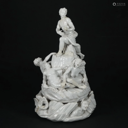 A white and polychrome porcelain group of Orpheus
