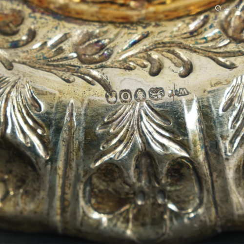 A pair of gilt sterling silver plates