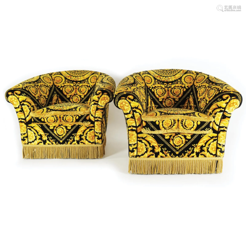 A pair of armchairs lined with Versace velvet
